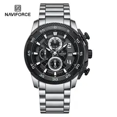 NAVIFORCE - Reloj para Hombre NF8047 Plata Multifunción Inoxidable Crono