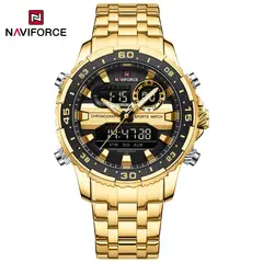 NAVIFORCE - Reloj para Hombre NF9234 Oro Digital Analógico Inoxidable
