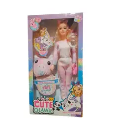 GENERICO - MUÑECA CUTE CHANGE DISFRACES OSITA ROSADA