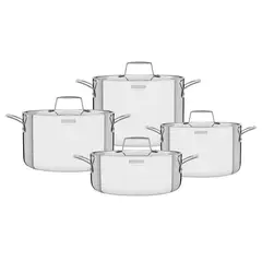 TRAMONTINA - Juego De Ollas 8 Piezas Acero Inoxidable Grano