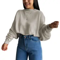 GENERICO - Sueter Mujer Hilo Cerada Mlarga 359G-25 Color Hueso