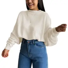 GENERICO - Sueter Mujer Hilo Cerada Mlarga 359G-25 Color Perla