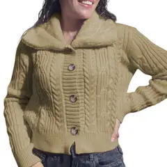 GENERICO - Chompa Mujer Hilo Camisero De Peluche 359G-25 Color Vanilla