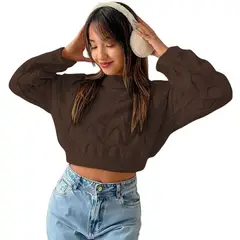 GENERICO - Chompa Mujer Hilo Clasico 359G-23 Color Marron