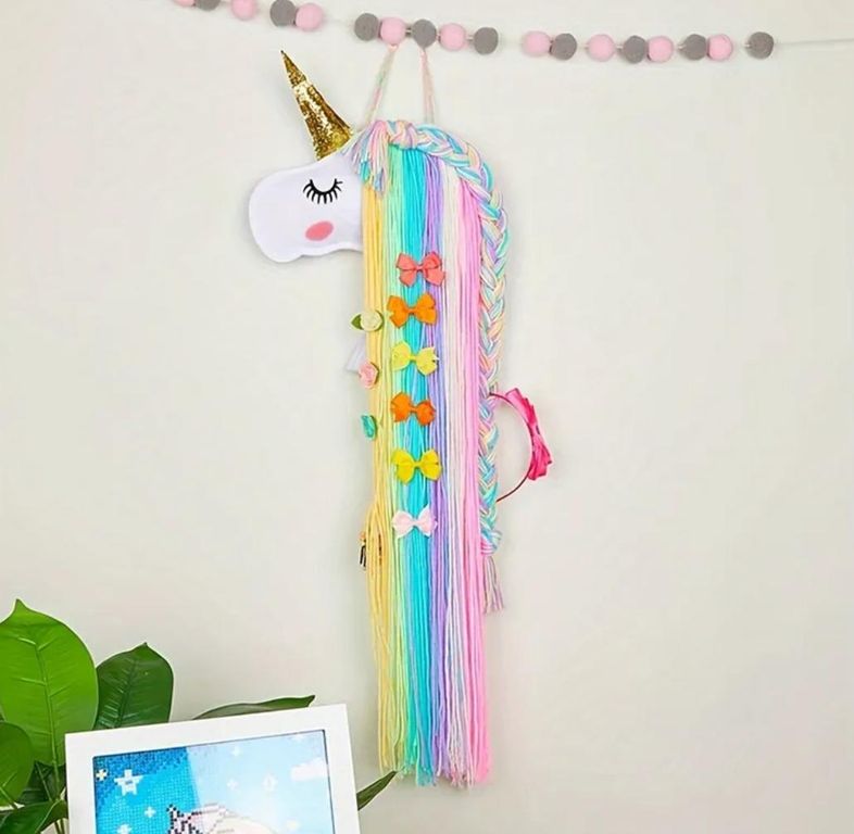 Organizador Unicornio de Lazos y Ganchos para Niña Arcoiris