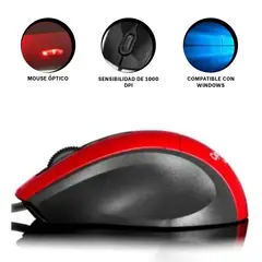GENERICO - Pack4 Mouse Ergonomico Dvinci Rojo Y+Ligas de Regalo