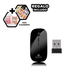 GENERICO - Mouse Minimalista y Practico 108WL Negro Y+Regalo Agendita