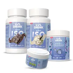 LVLDRINK NUTRITION - Packtria Doble Proteína Colágeno Hidrolizado y Fibra Stevia 100%