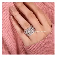 LA TIENDA 88 JOYAS Y ACCESORIOS - La Tienda 88 - Anillo De Compromiso Deluxe Mujer Bañado en Oro- Blanco