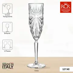 RCR  ITALIA - Copas de Cristal Oasis Flauta RCR 157 ml 6 Piezas