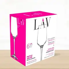 LAV - Copa de Vidrio Flauta Champán 230 Ml 6 Piezas