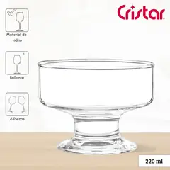 CRISTAR - Copas de Vidrio Para Helado lex 220 Ml 6 Piezas