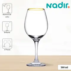NADIR - Copa de Vidrio Champagne Barone Filo Oro 380 Ml 6 Piezas