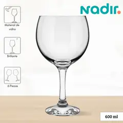 NADIR - Copa de Vidrio Gin 600 Ml 6 Piezas
