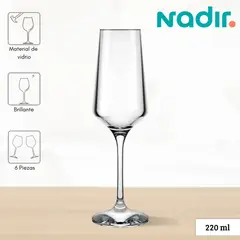 NADIR - Copa de Vidrio Brunello Champagne 220 Ml 6 Piezas