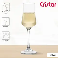 CRISTAR - Copa de Vidrio Bolonia Champaña 190 Ml 6 Piezas