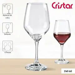 CRISTAR - Copa de Vidrio Brunello Vino 408 Ml 6 Piezas
