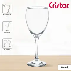CRISTAR - Copa de Vidrio Versalles 240 Ml 6 Piezas