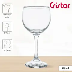 CRISTAR - Copa de Vidrio Premiere Gran Vino 318 Ml 6 Piezas