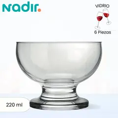 NADIR - Copas de Vidrio Para Helado Mini Paulista  220 Ml 6 Piezas