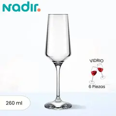 NADIR - Copa de Vidrio Brunello Champagne 220 Ml 6 Piezas