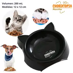 GENERICO - PLATO PARA MASCOTA OREJITAS NEGRO x 200 ML