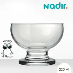NADIR - Copas de Vidrio Para Helado Mini Paulista  220 Ml 6 Piezas