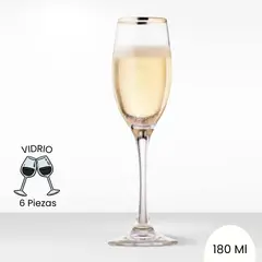 ALLEGRA - Copa de Vidrio Champagne Ibiza Gold 180 Ml 6 Piezas