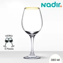NADIR - Copa de Vidrio Champagne Barone Filo Oro 380 Ml 6 Piezas