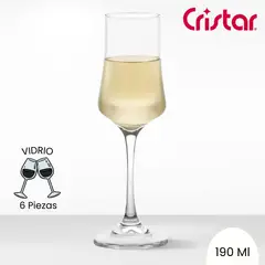 CRISTAR - Copa de Vidrio Bolonia Champaña 190 Ml 6 Piezas