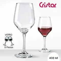 CRISTAR - Copa de Vidrio Brunello Vino 408 Ml 6 Piezas