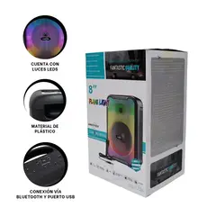 GENERICO - Pack2 Parlante Elegante Luces LED en Negro Y+Regalo Stickers