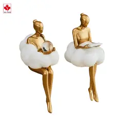 VATYERTY - Juego de 2 estatuas de pensadores abstractos de resina dorada