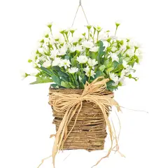 VATYERTY - 1 cesta para colgar en la puerta con hortensias y margaritas color crema