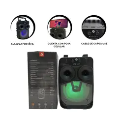 GENERICO - Pack4 Parlante Recargable con Luces Negro Y+Ligas de Regalo