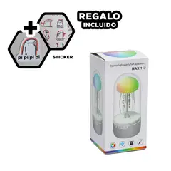 GENERICO - Parlante Bluetooth con Luces Transparente Y+Regalo Stickers