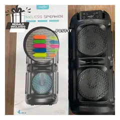 GENERICO - Bocina Inalambrico en Tono Negro Y+Post-it Adhesivos