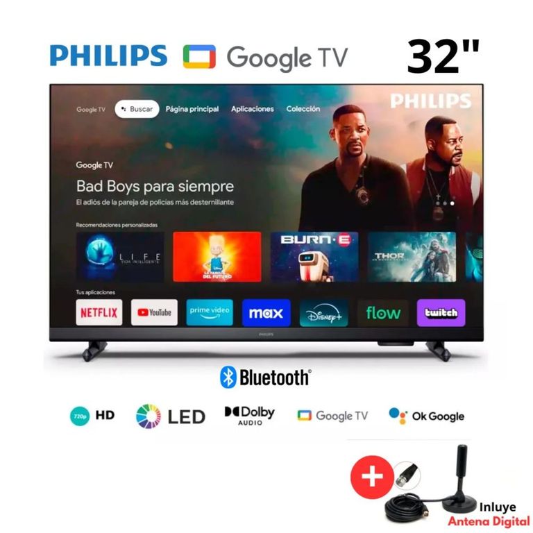 Televisor 32 HD Google Tv 32PHD6909 + Antena digital