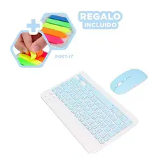 GENERICO - Pack6 Kit de Teclado y Mouse en Celes Y+Banderitas Adhesivas