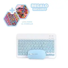 GENERICO - Pack12 Combo Teclado y Raton Celeste Y+Ligas de Regalo