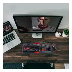 GENERICO - Pack4 Teclado Raton para Laptops en Negro Y+Ligas de Regalo