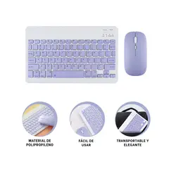 GENERICO - Pack4 Paquete Raton y Teclado Lila Y+Ligas de Regalo
