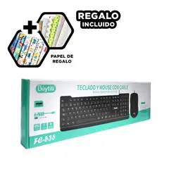 GENERICO - Teclado Ergonomico con Cable USB en Negro Y+Papel de Regalo