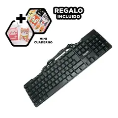 GENERICO - Teclado con Cable USB Buytiti Color Negro Y+Regalo Agendita