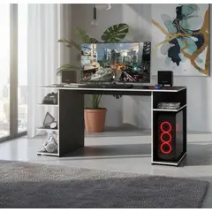 GENERICO - ESCRITORIO GAMER EN MELAMINA 18MM COLOR NEGRO