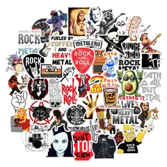 GENERICO - Sticker Rock Metal pack 50 pegatinas resistente al agua