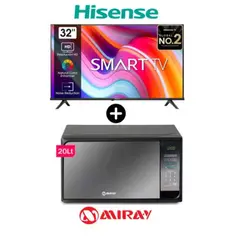 HISENSE - TELEVISOR 32 HD SMART TV + MICROONDAS MIRAY 20 L