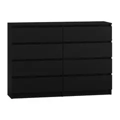 GENERICO - Comoda Melamina Negro 8 Cajones- 120cm