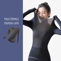 KAST PE - Polo Térmico Calentador Mujer Capa interior ligera para invierno negro