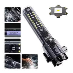 GENERICO - LINTERNA MULTIFUNCIÓN 10 EN 1 CARGA DE CELULAR Y MARTILLO DE SEGURIDAD